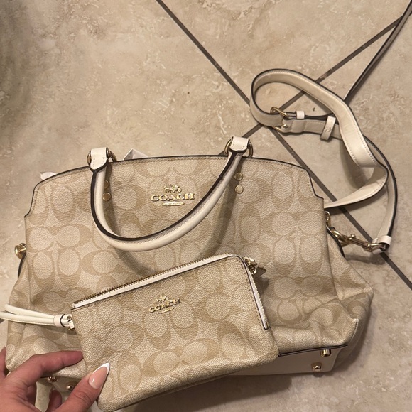 Coach Tan Signature Satchel and Wristlet Set